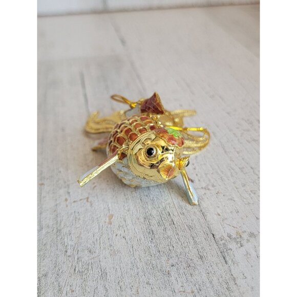 Vintage koi fish cloisonne jointed metal ornament Xmas unique - Picture 2 of 7